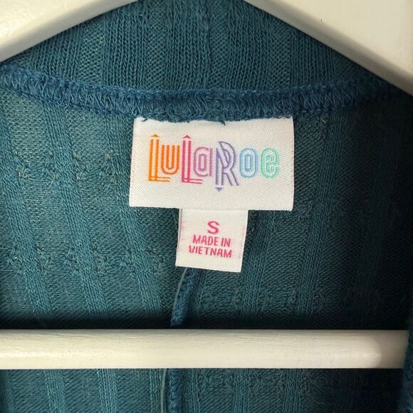 LuLaRoe Tracy Rib Knit Cardigan Teal Size Small NWT - Picture 5 of 7